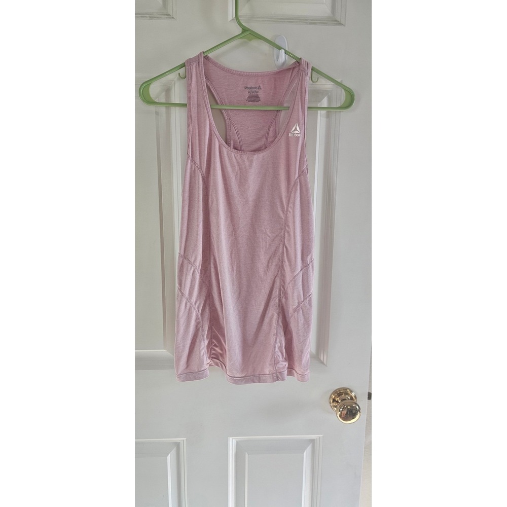 Reebok Womens Racerback Workout Tank Top Heather Pink Size Medium Activewear - Picture 3 of 6